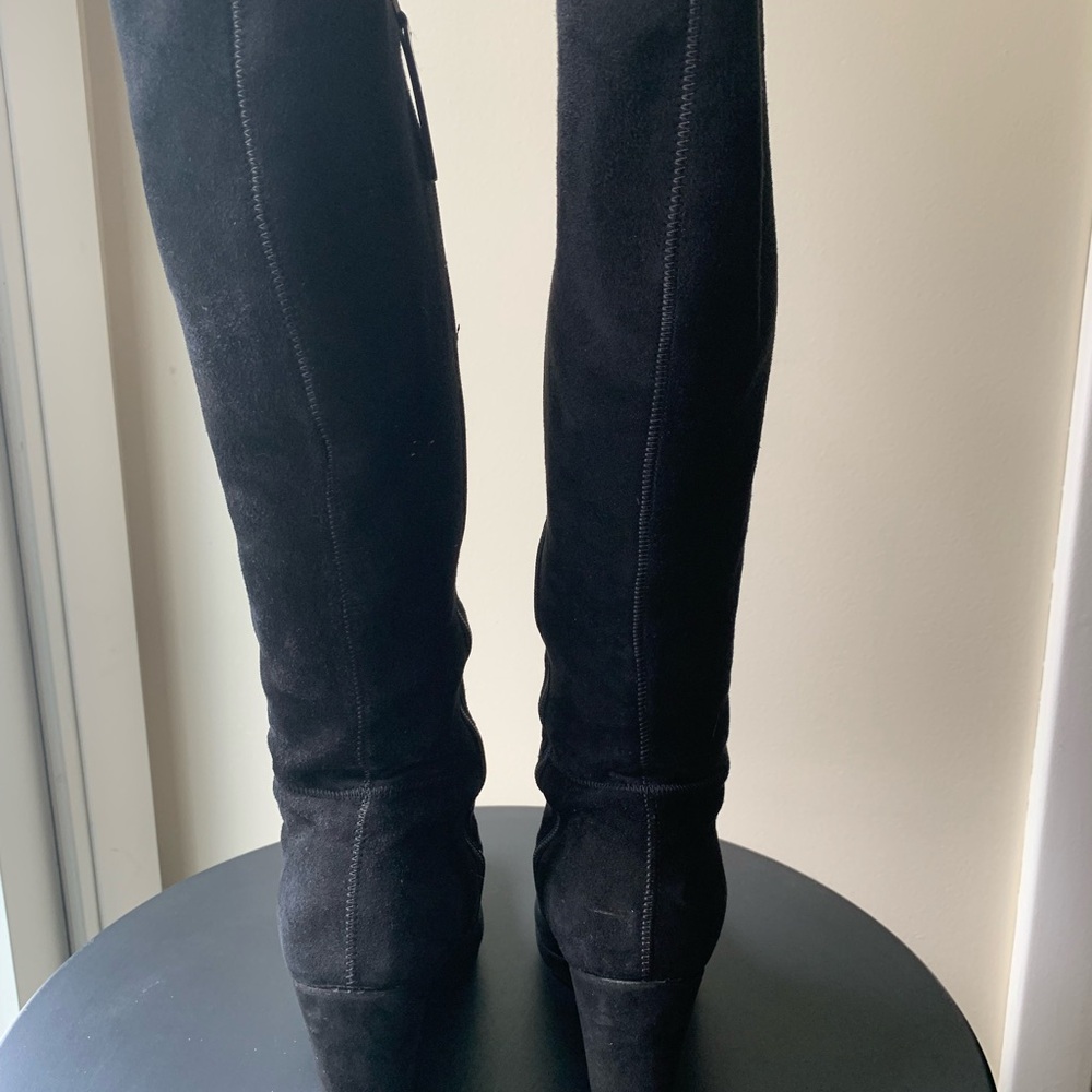 Prada Black Suede Tall Zip Boots - Picture 6 of 10